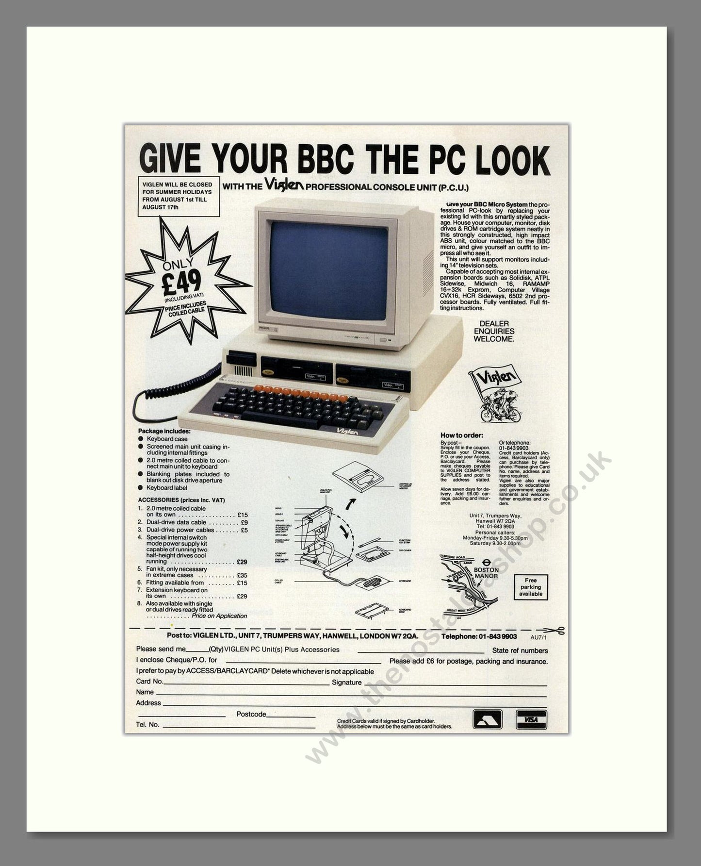 BBC Micro - Viglen Console Unit. Vintage Advert 1986 (ref AD68671)