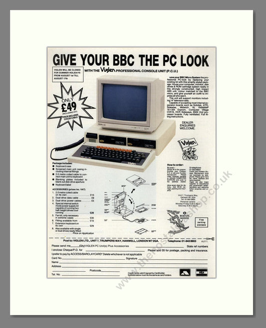 BBC Micro - Viglen Console Unit. Vintage Advert 1986 (ref AD68671)