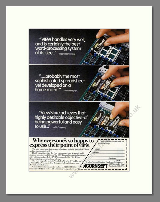 AcornSoft - View Office Suite. Vintage Advert 1986 (ref AD68672)