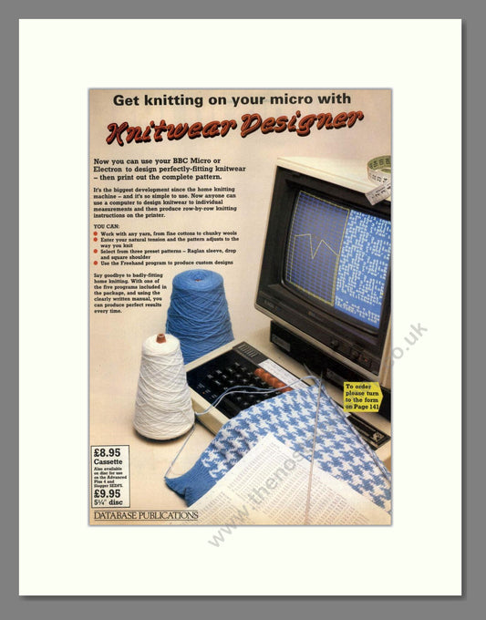 Knitwear Designer - Knitting Software. Vintage Advert 1987 (ref AD68677)