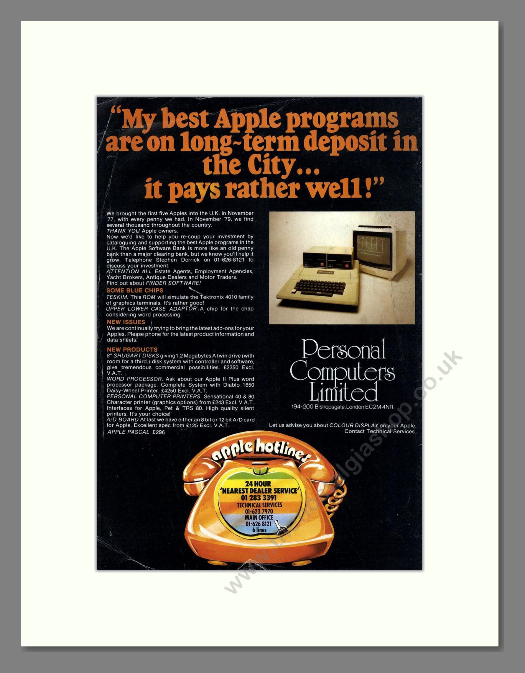Apple - At Personal Computers Limited. Vintage Advert 1980 (ref AD68687)