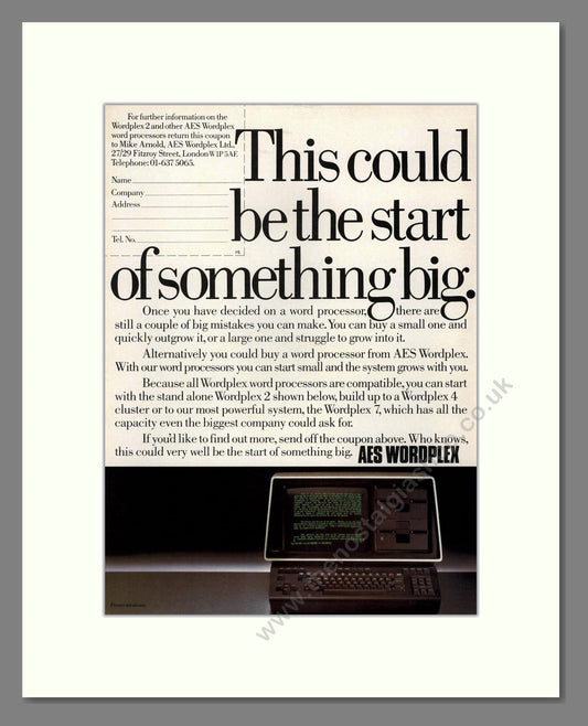 AES Wordplex - Word Processor. Vintage Advert 1980 (ref AD68695)