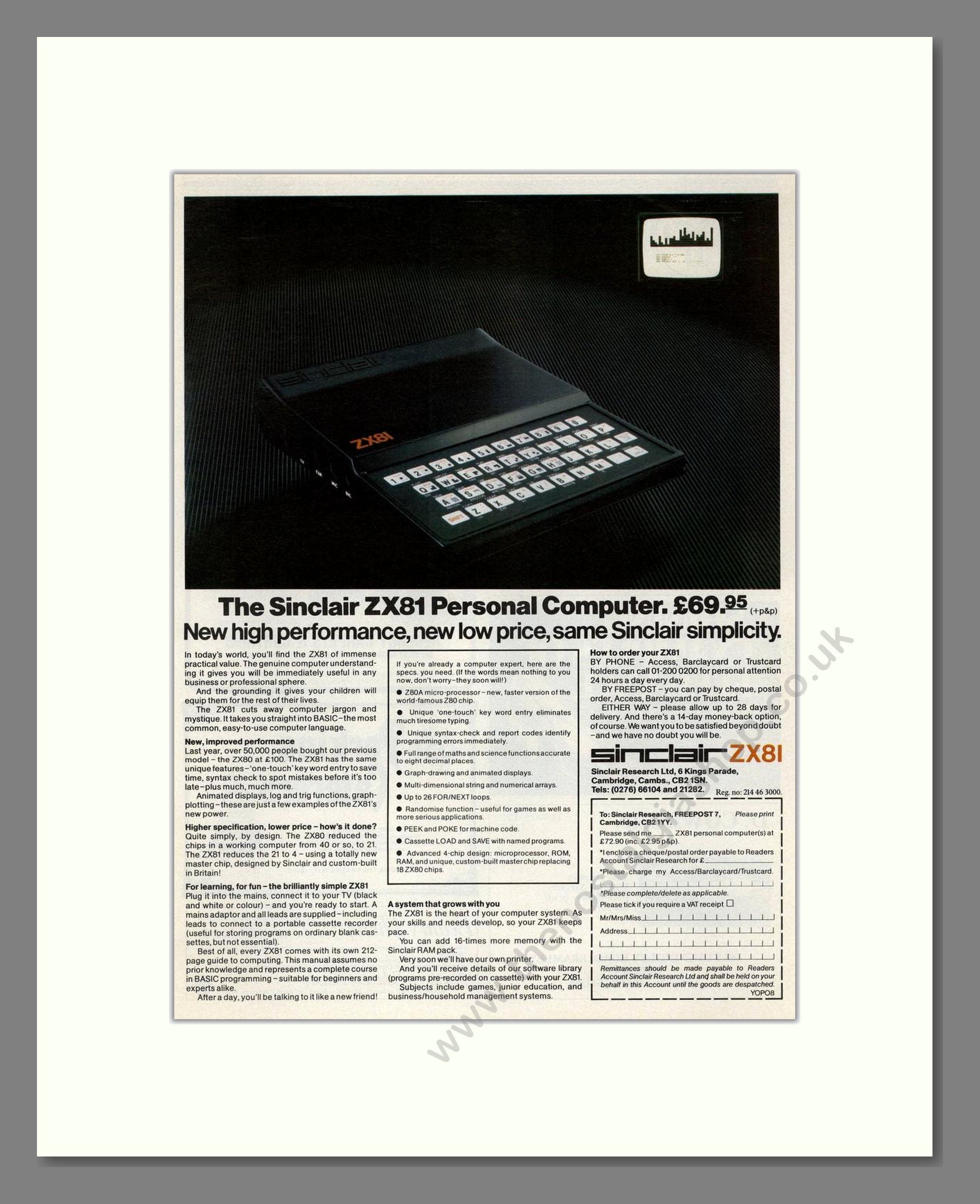 Sinclair - ZX81. Vintage Advert 1981 (ref AD68701)
