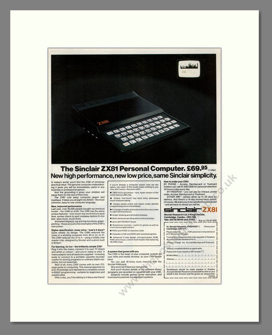 Sinclair - ZX81. Vintage Advert 1981 (ref AD68701)