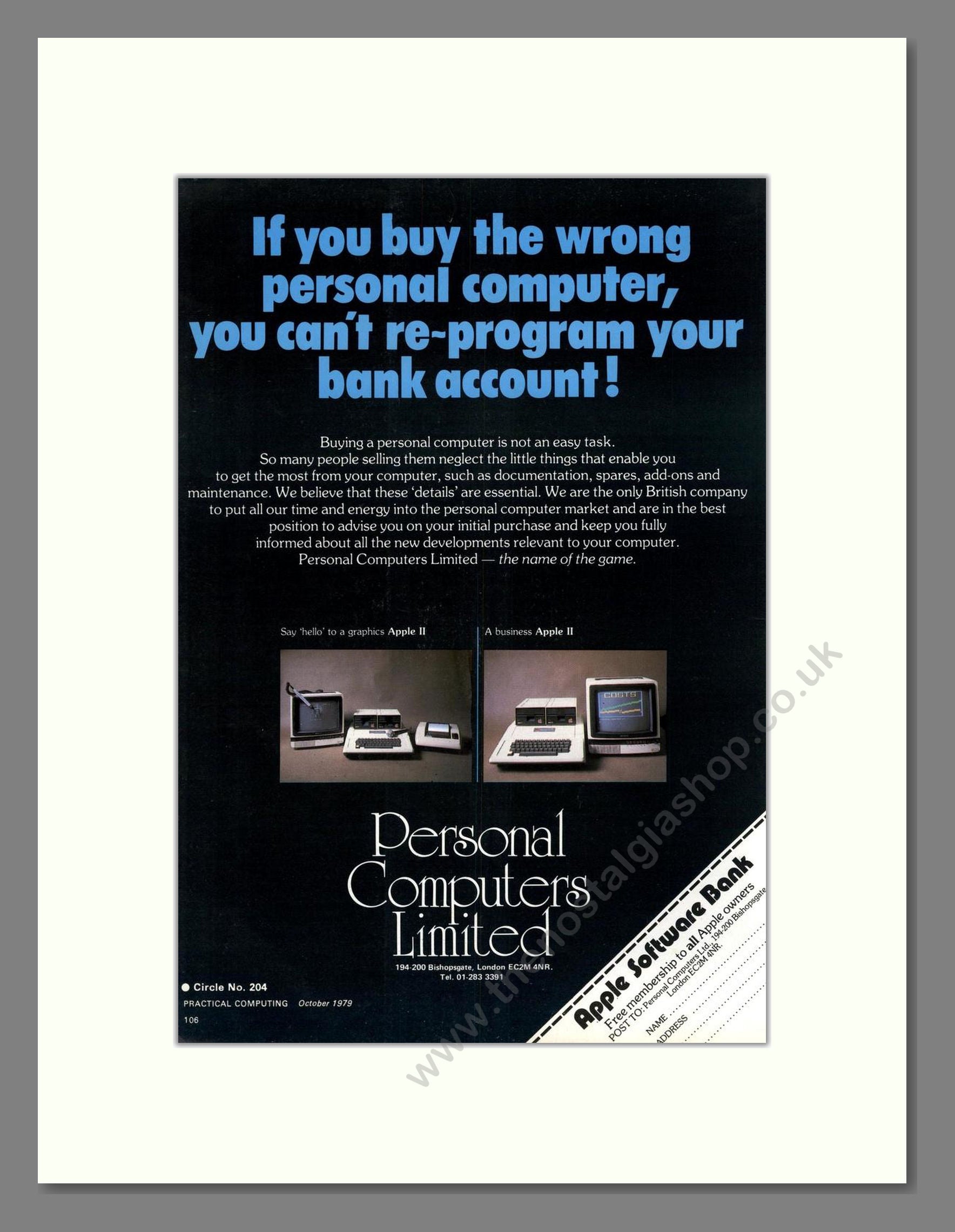 Apple - Apple II at Personal Computers Limited. Vintage Advert 1979 (ref AD68708)