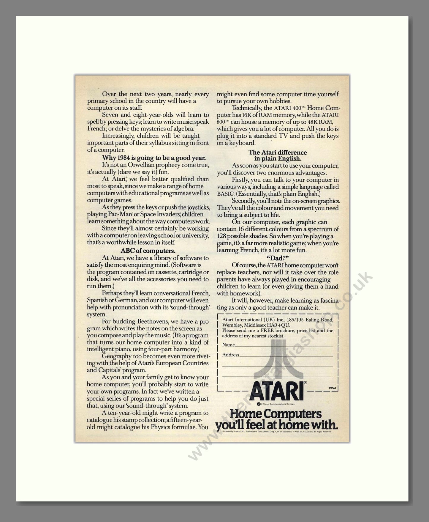 Atari - 800 Computer (Double Advert). Vintage Advert 1982 (ref AD68722)