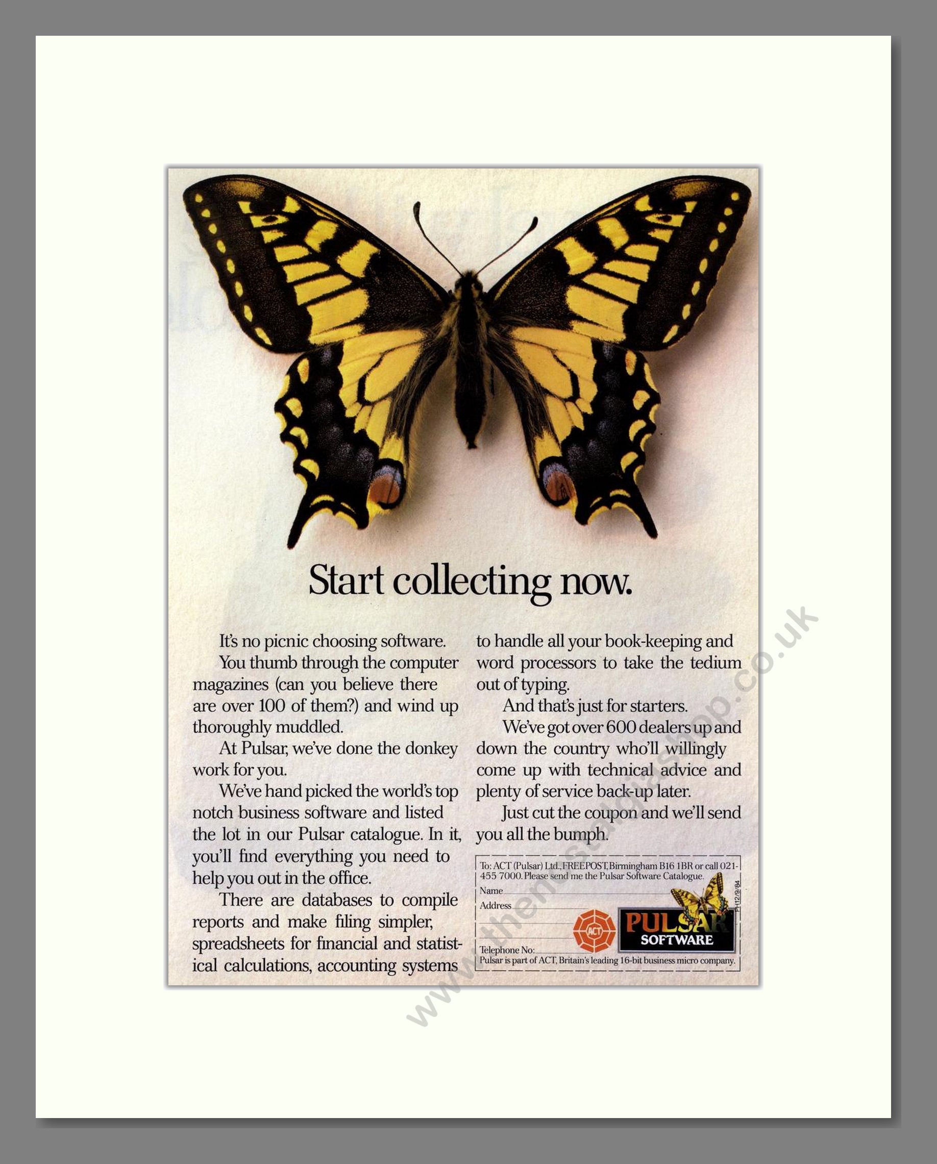 Pulsar - Business Software. Vintage Advert 1984 (ref AD68728)