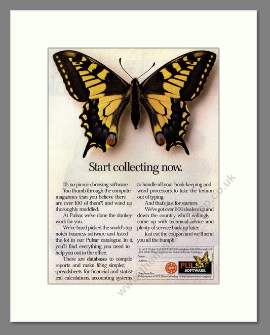 Pulsar - Business Software. Vintage Advert 1984 (ref AD68728)
