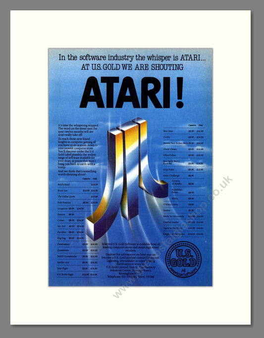 Atari - US Gold Software. Vintage Advert 1985 (ref AD68730)