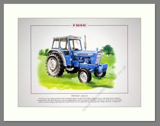 Ford 5000 Tractor 1964-1979. Mounted Print.