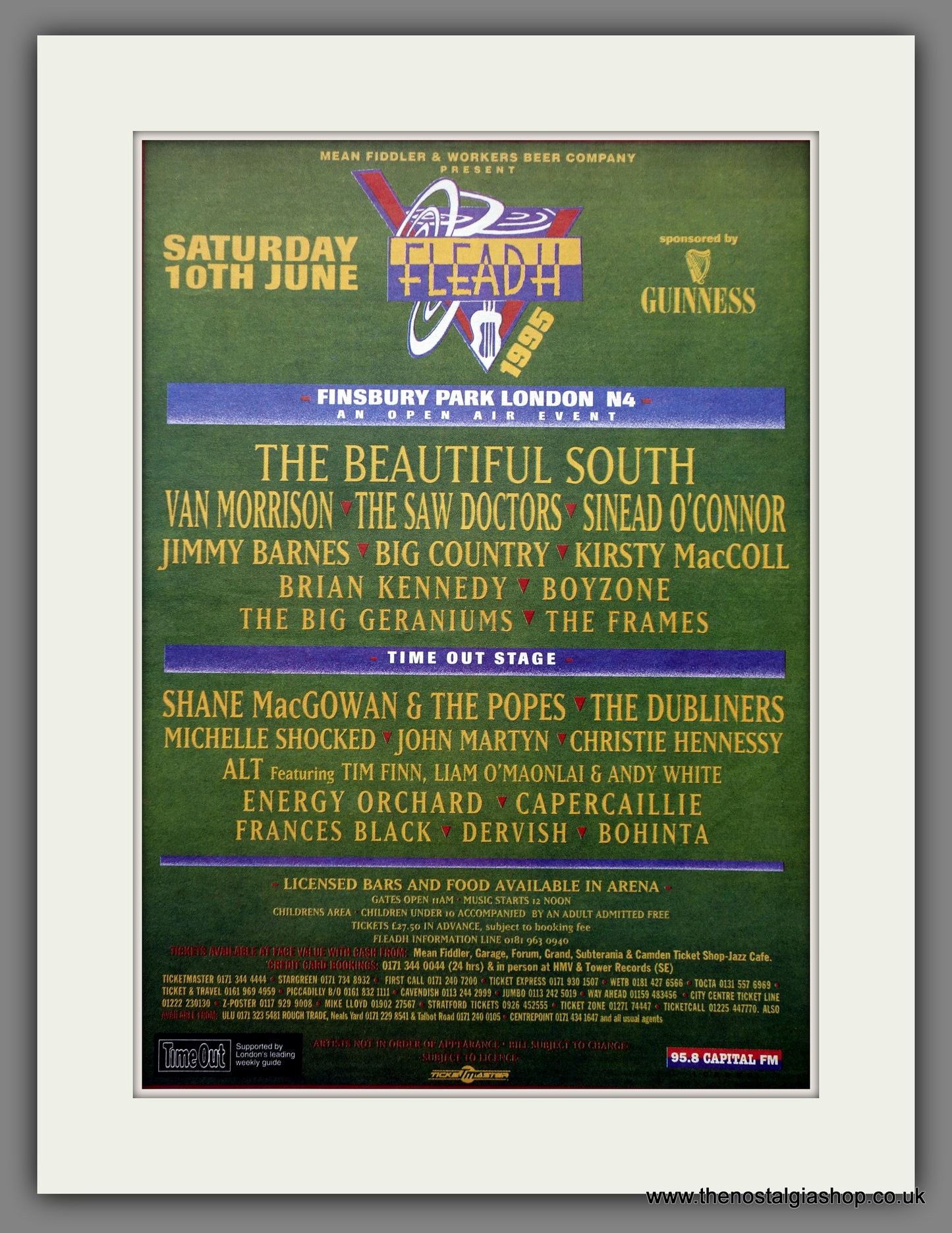 Fleadh Festival Finsbury Park. Original Advert 1995 (ref AD15623)