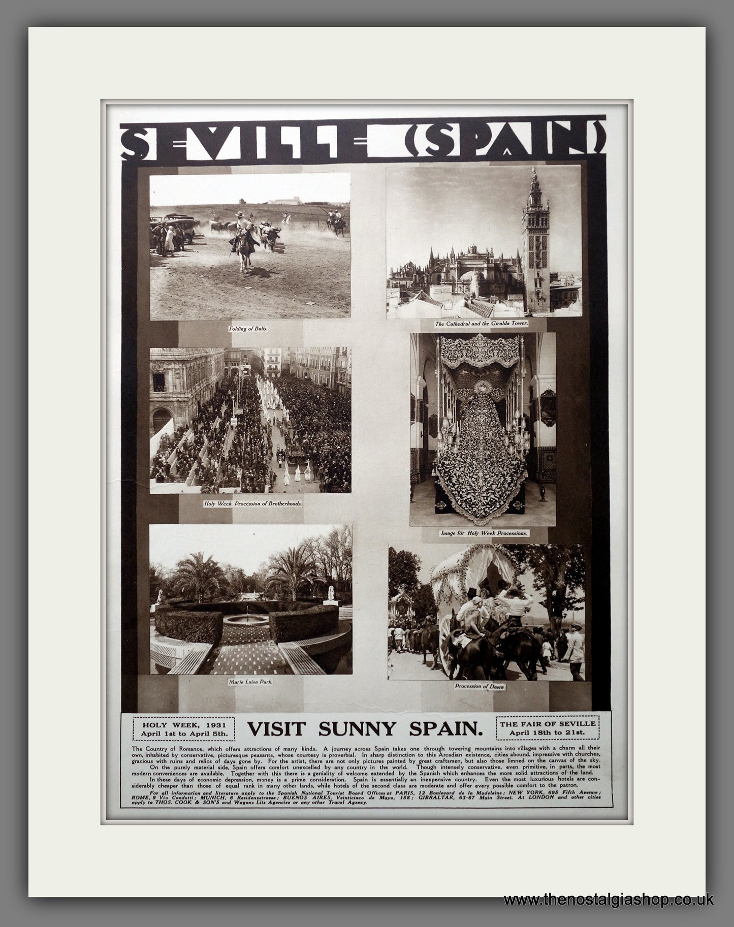 Spain. Seville. Original Advert 1931 (ref AD301406)