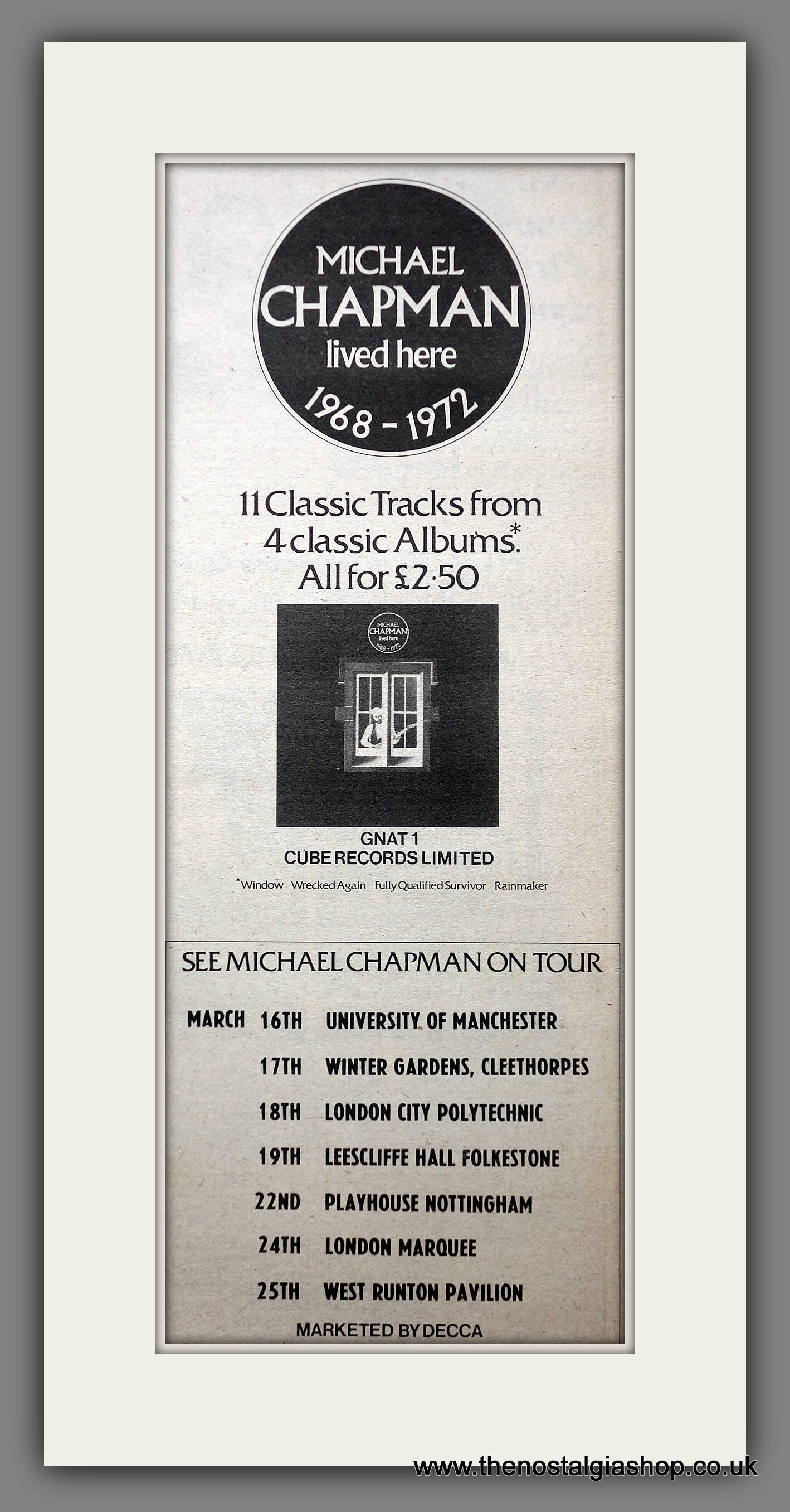 Michael Chapman UK Tour. Original Advert 1977 (ref AD200787)