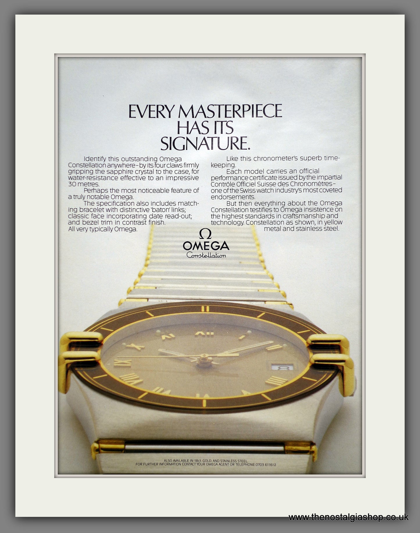 Omega Constellation Watches. Original Advert 1984 (ref AD61203)