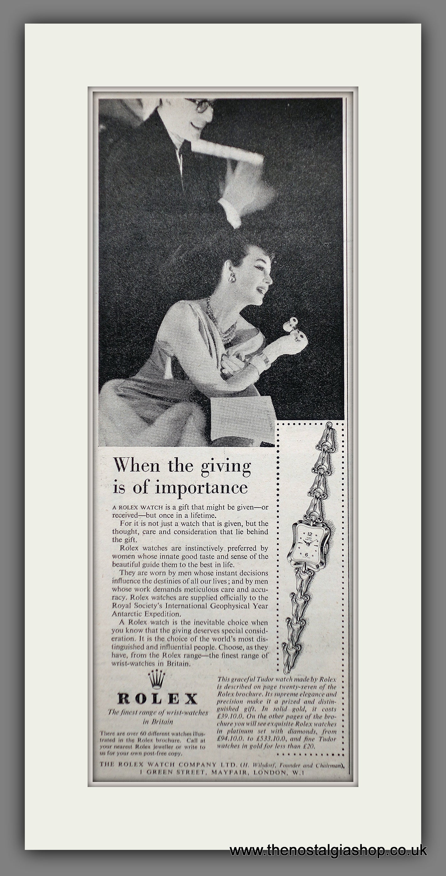 Rolex for Ladies. Original Advert 1958 (ref AD61197)