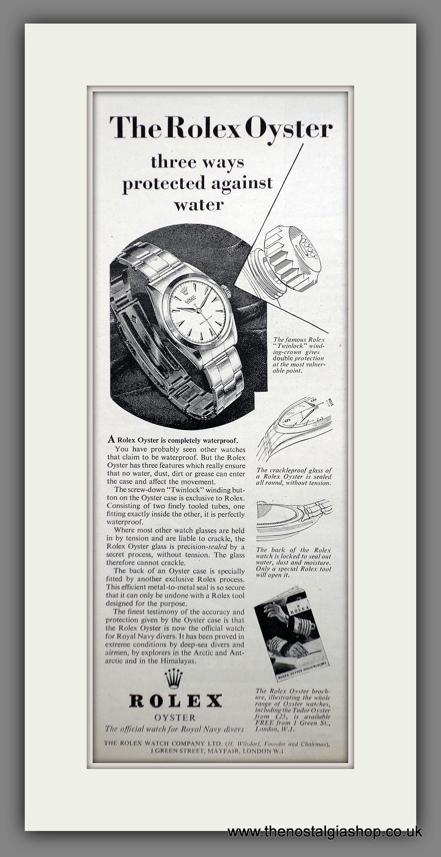 Rolex Oyster. Original Advert 1959 (ref AD61198)