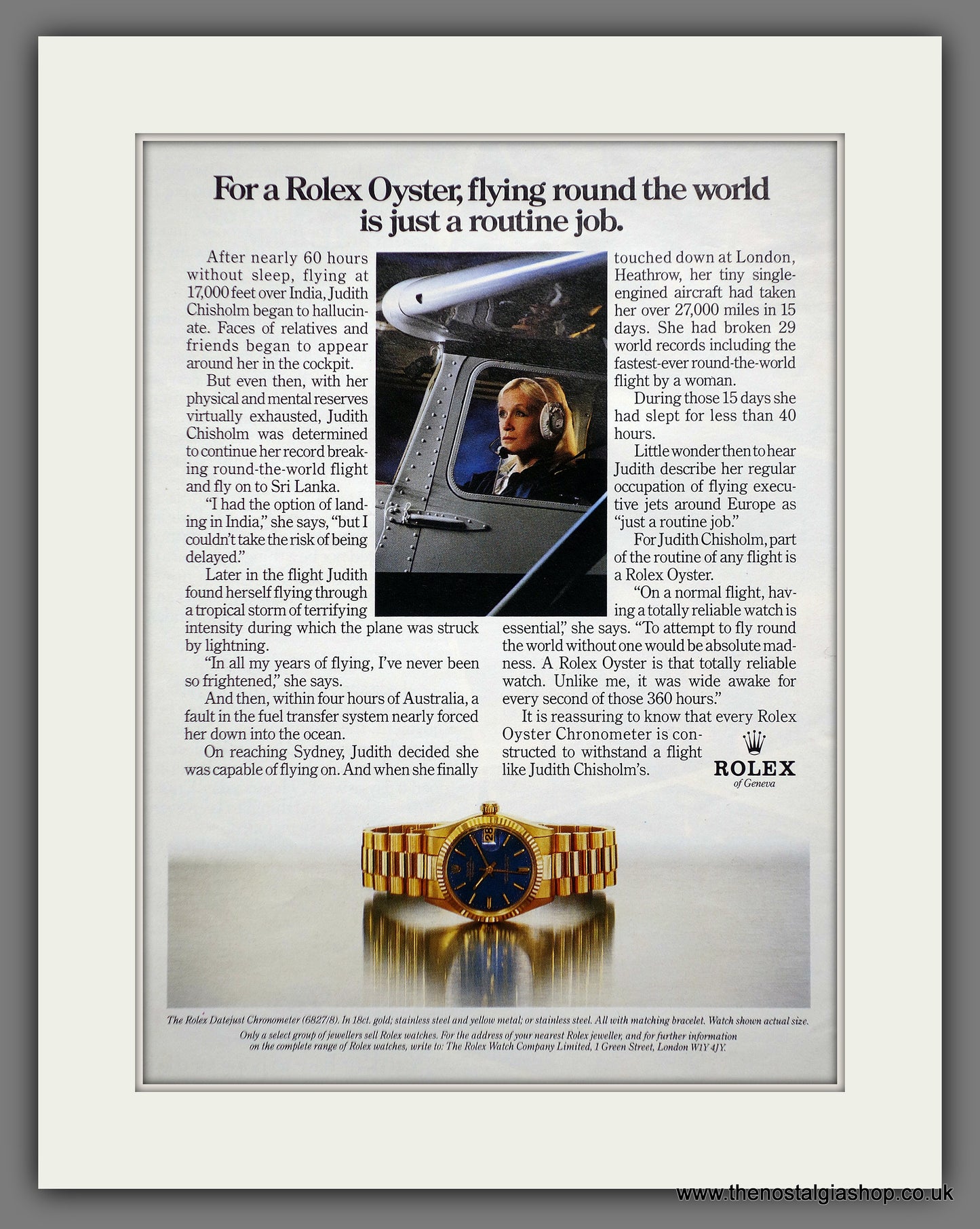 Rolex Datejust Chronometer for Ladies. Original Advert 1986 (ref AD61196)