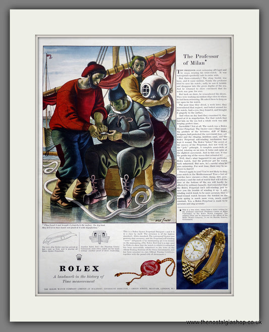 Rolex. The Professor of Milan. Original Advert 1953 (ref AD301438)