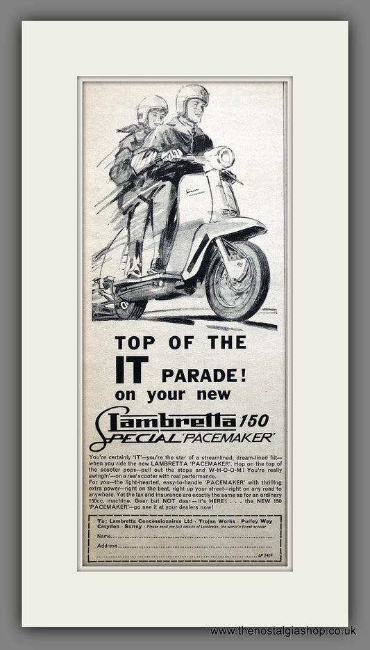 Lambretta 150 Special Pacemaker. Original advert 1964 (ref AD61189)
