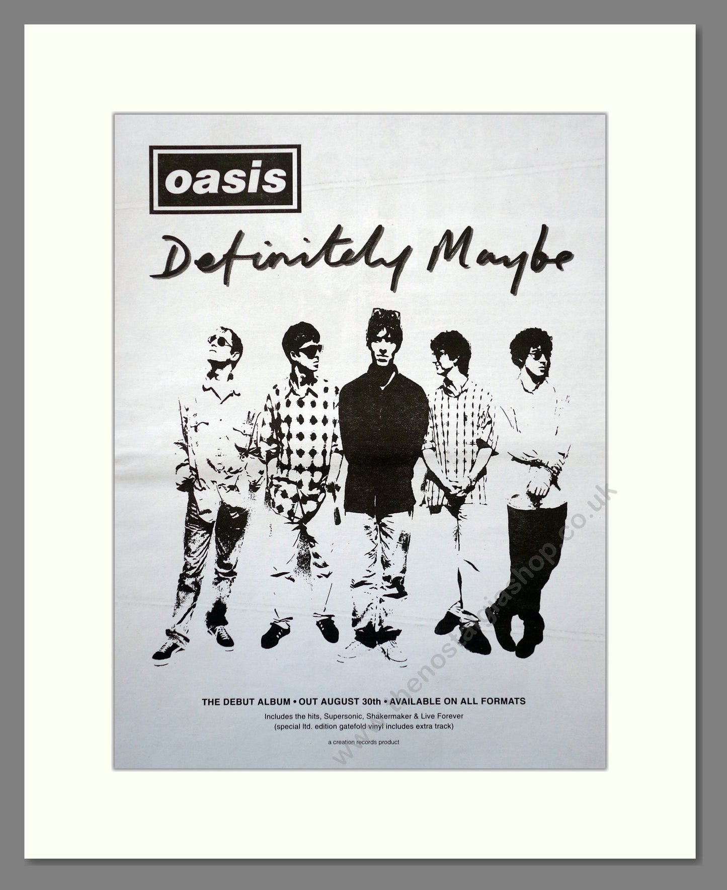 Oasis. Definitely Maybe. Original Vintage Advert 1994 (ref AD15641)