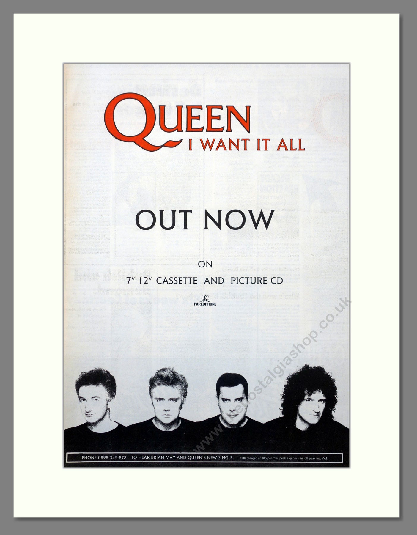 Queen. I Want It All. 1989 Large Original Advert (ref AD15686)
