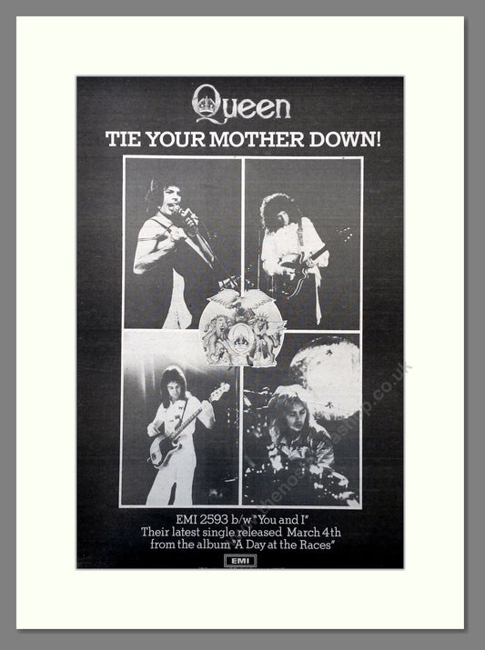 Queen. Tie Your Mother Down. 1977 Large Original Advert (ref AD15683)