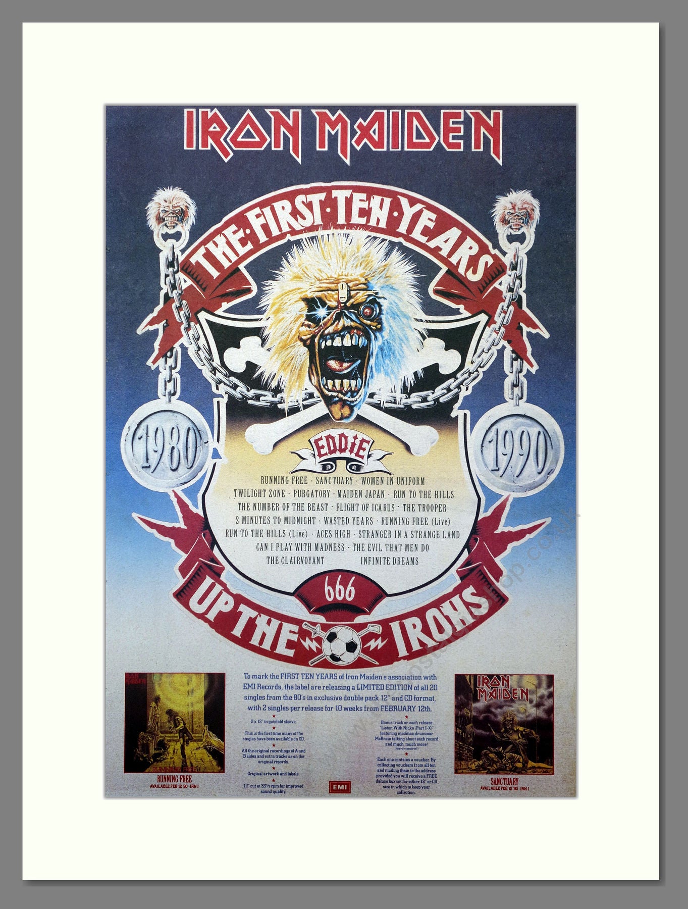 Iron Maiden The First Ten Years. 1990 Large Original Advert (ref AD156