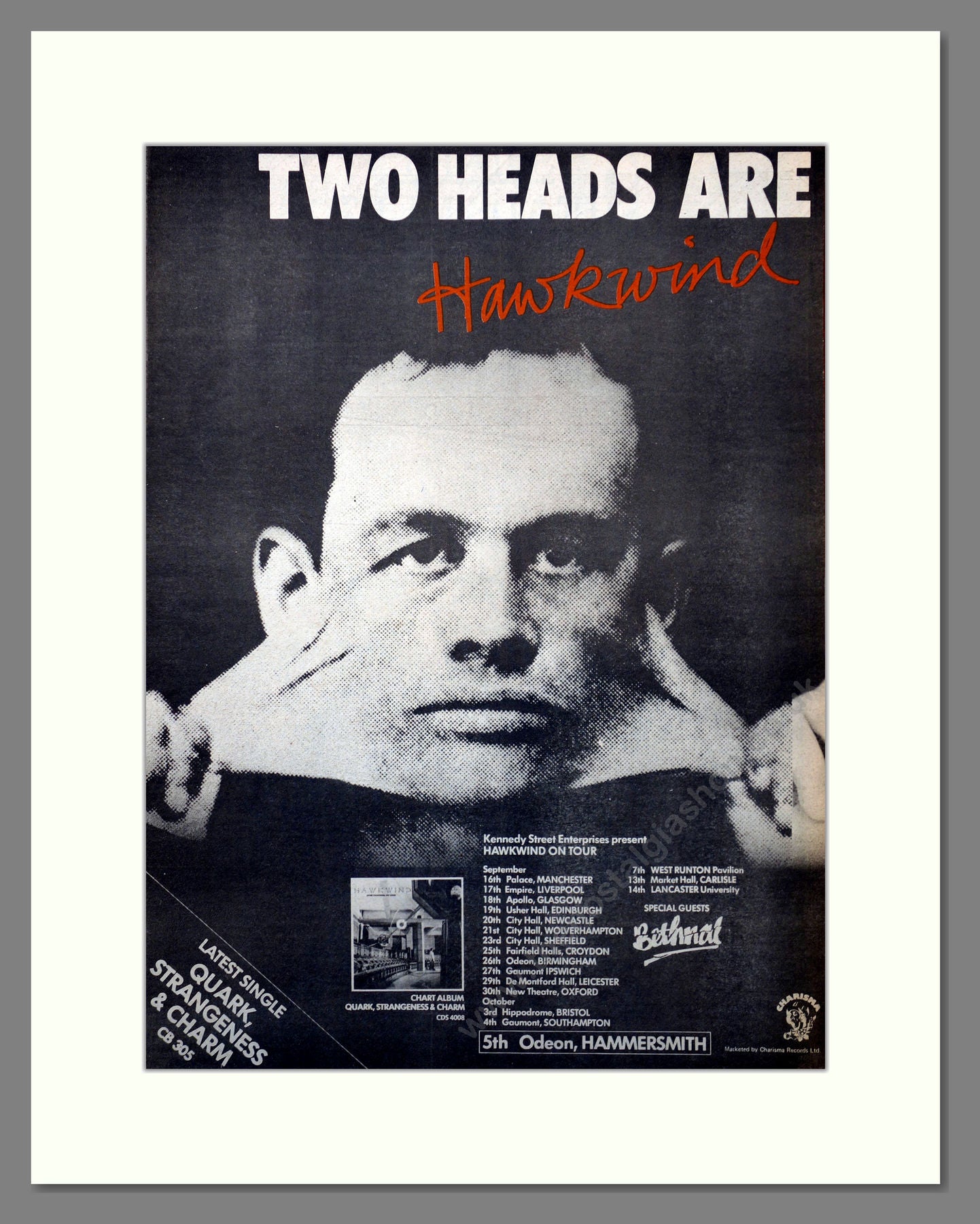 Hawkwind & Peter Gabriel. UK Tour Original Double Advert 1977 (ref AD1 ...