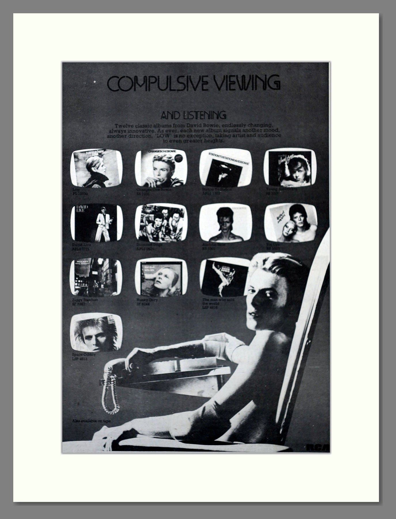 David Bowie. Compulsive Viewing. Original Advert 1977 (ref AD15716)