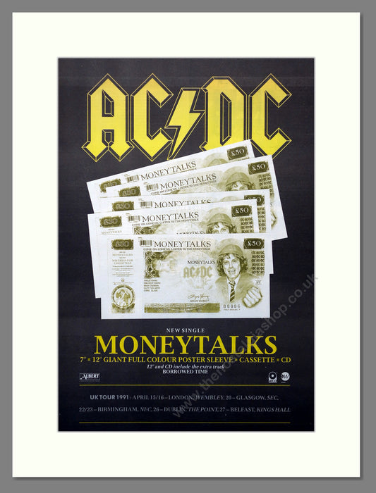 AC/DC Money Talks. Large Original Advert 1990 (ref AD15725)