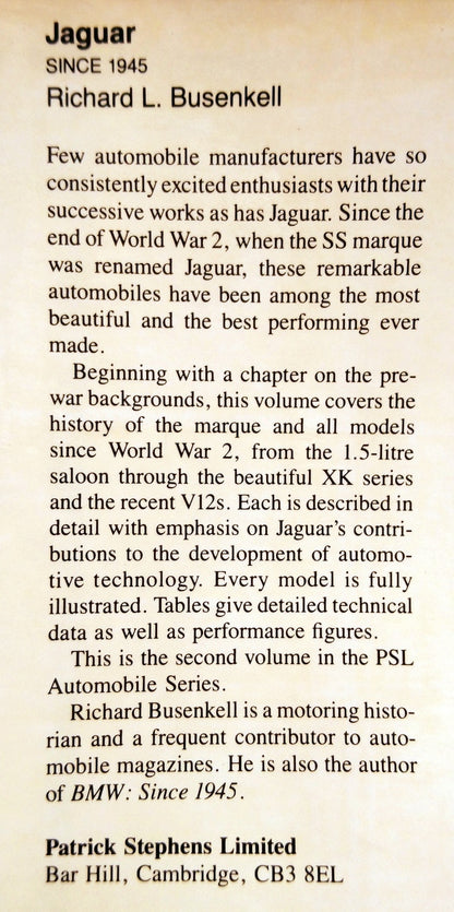 Jaguar Since 1945. (ref b253)
