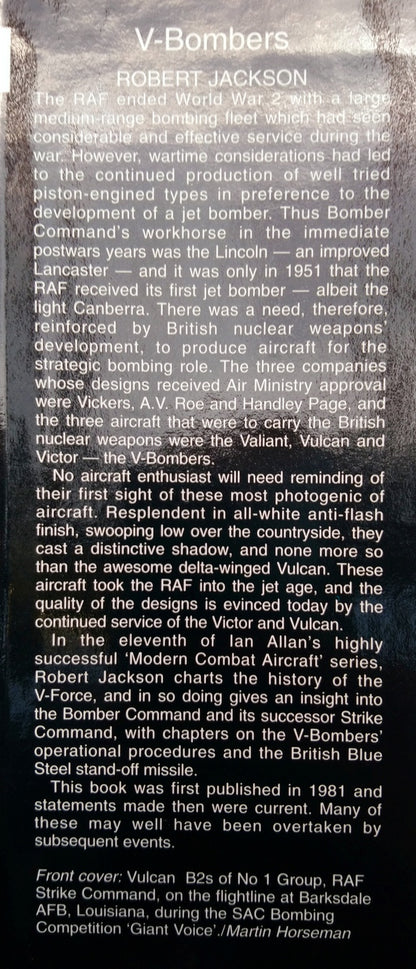 V Bombers. Modern Combat Aircraft 11. (ref b259)
