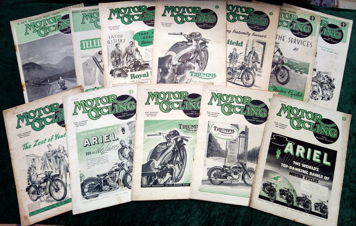Motor Cycling Magazine Lot of 12 Issues 1940's. (MC151)