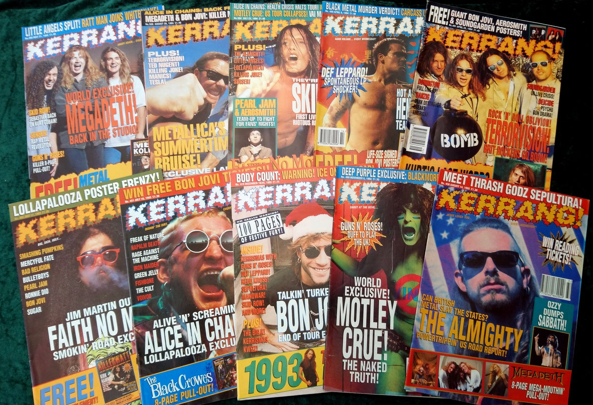 Kerrang! Rock and Metal Magazine. Collection of 10 from 1993/94 (MC162)