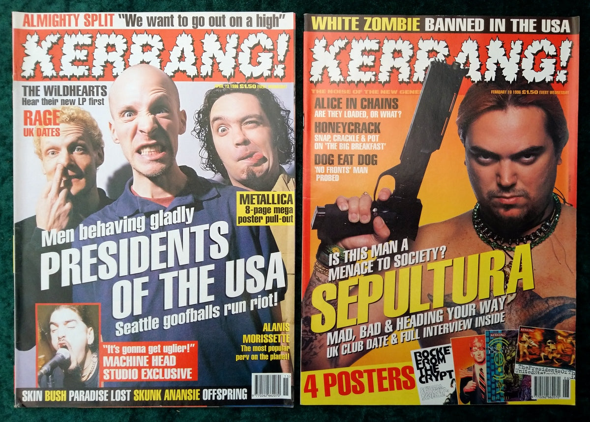 Kerrang! Rock and Metal Magazine. Collection of 10 from 1992/96/97 (MC166)