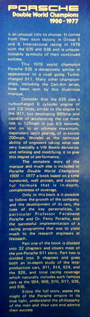 Porsche Double World Champions 1900-1977. (ref b159)