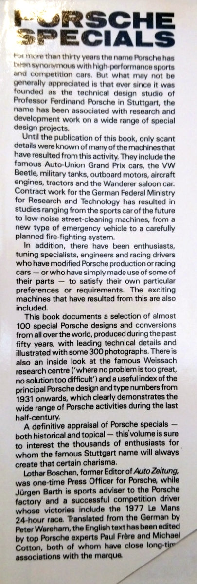 Porsche Specials by Lothar Boschen. (ref b158)