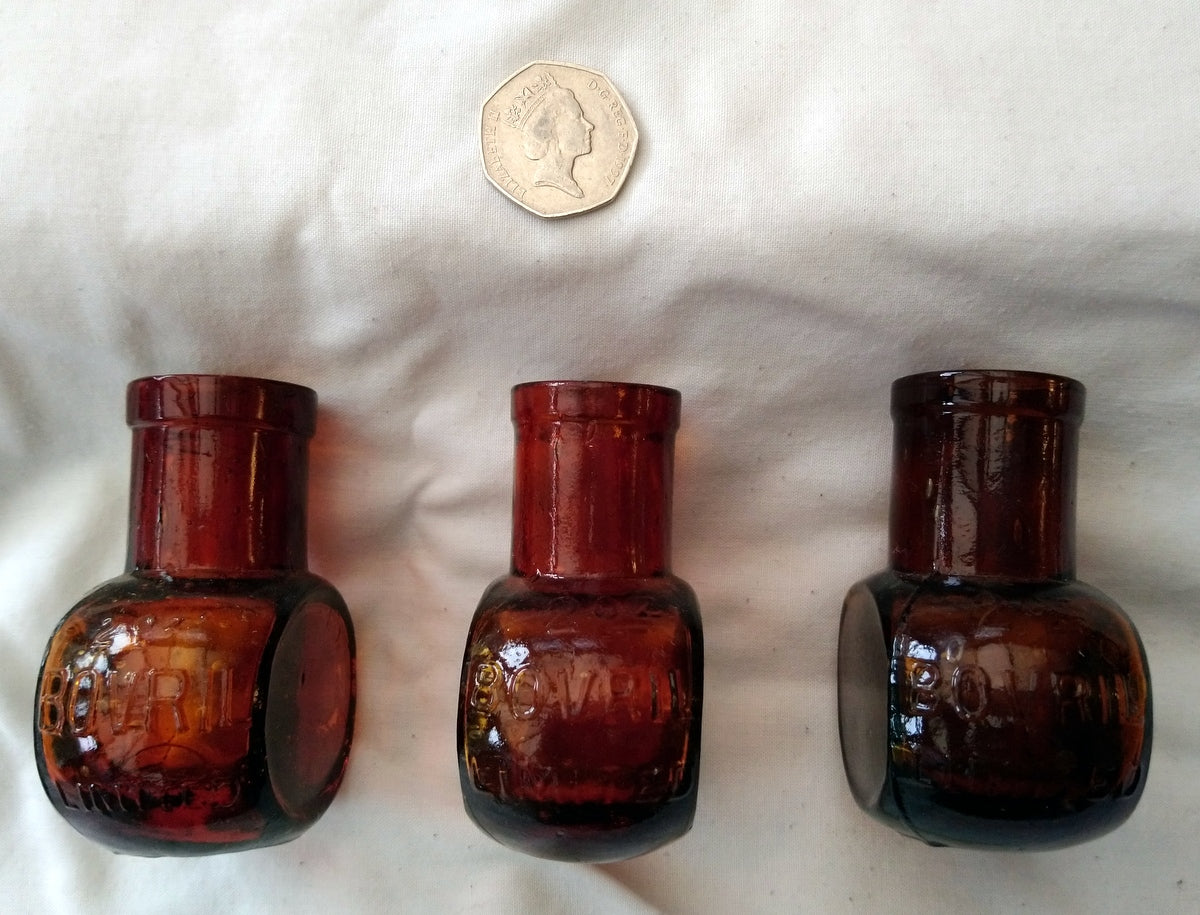 Vintage Collectable Bovril Bottles. Dark Brown Lot of 3.  (ref Nos171)
