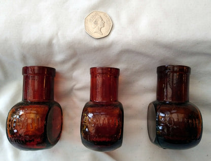 Vintage Collectable Bovril Bottles. Dark Brown Lot of 3.  (ref Nos171)