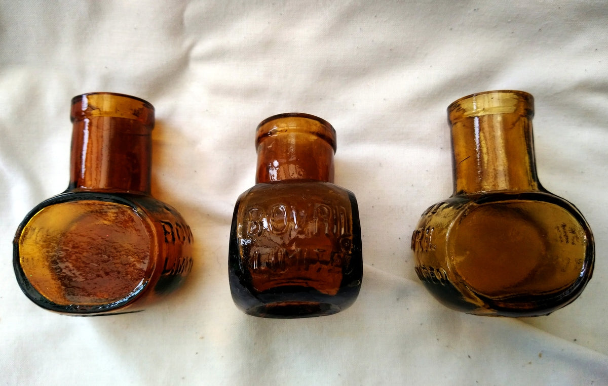 Vintage Collectable Bovril Bottles. Light Brown Lot of 3.  (ref Nos172)