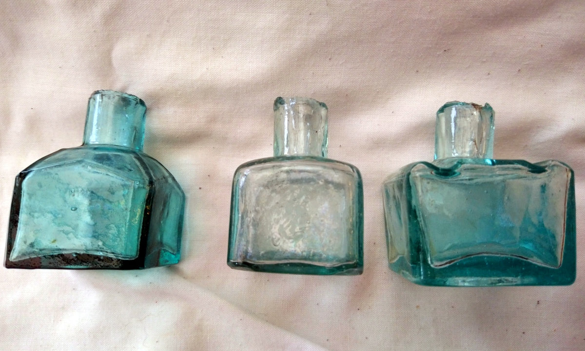 Vintage Collectable Ink Bottles Lot of 3.  (ref Nos175)