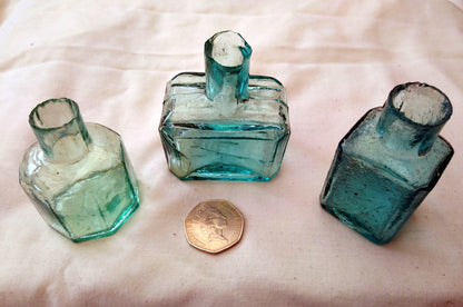 Vintage Collectable Ink Bottles Lot of 3.  (ref Nos176)