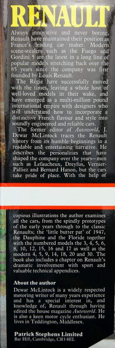Renault, The Cars and The Charisma by J. Dewar McLintock. (ref B284)