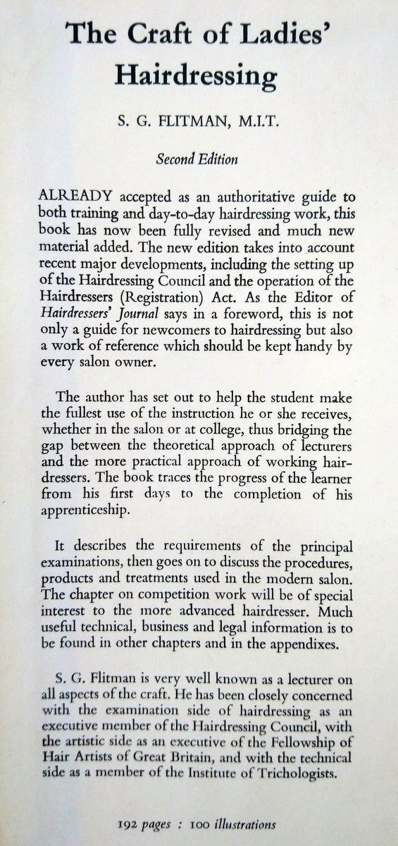 The Craft of Ladies Hairdressing by S. G. Flitman. (ref b329)