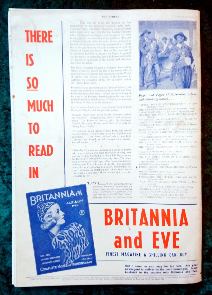 The Sphere Magazine. January 18th 1936. (LM006)