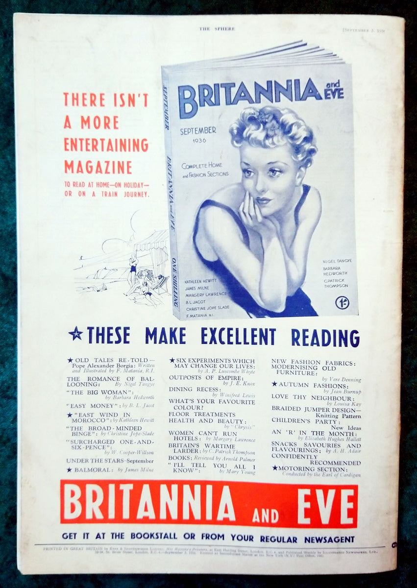 The Sphere Magazine. September 5th 1936. (LM007)
