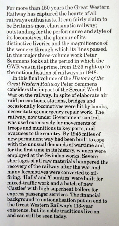 Great Western Railway 3 - Wartime and the Final Years 1939-1948 (ref b287)