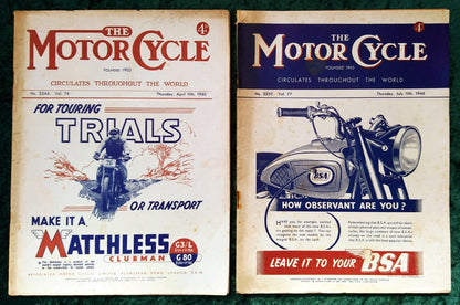 Motor Cycle Magazine Lot of 2 Issues 1946. (M508)