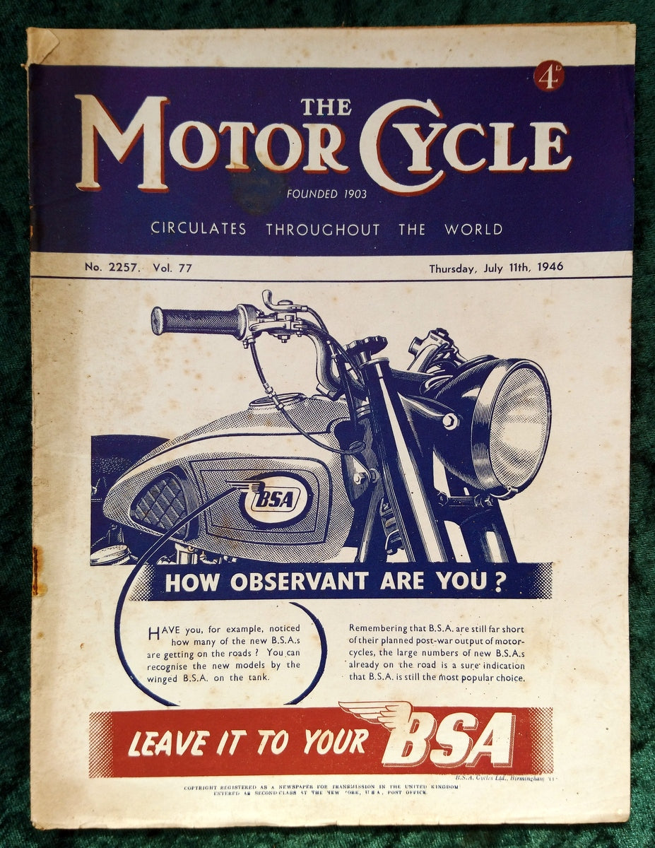 Motor Cycle Magazine Lot of 2 Issues 1946. (M508)