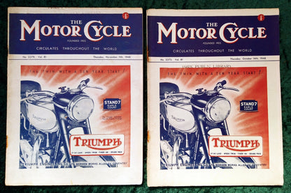 Motor Cycle Magazine Lot of 2 Issues 1948. (M507)
